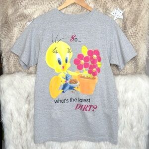 Vintage Looney Tunes Tweety Gardening Graphic T-Shirt